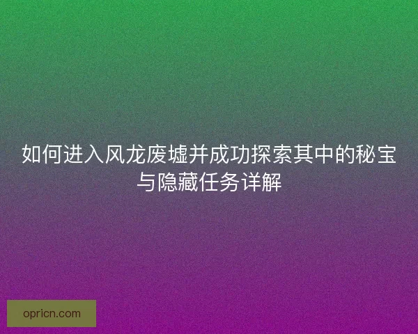 如何进入风龙废墟并成功探索其中的秘宝与隐藏任务详解